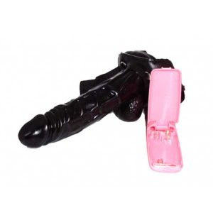 Hollow Strap on Dildo With Vibration Black